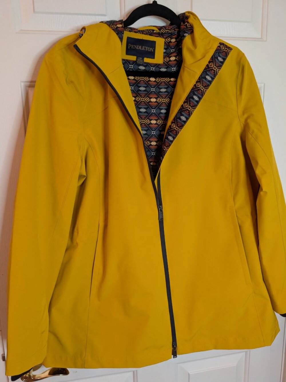 Womens Pendleton Rain Trail Jacket Zipper Goldenrod Yellow & Aztec- Large